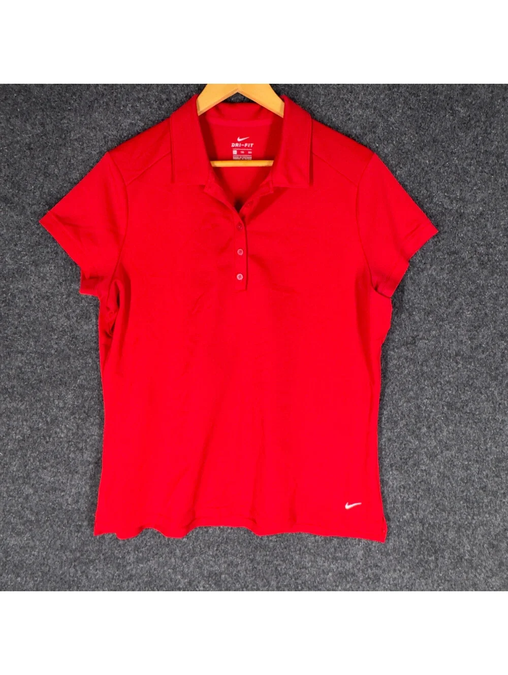 Nike Activewear Polo Shirt Women 2XL Red Button Collared Short Sleeve Dri Fit